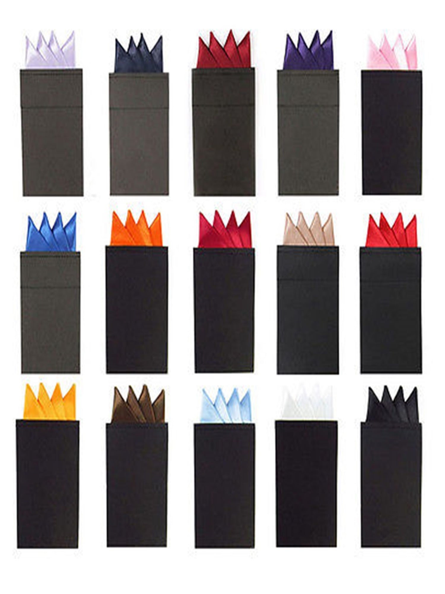 Men's Solid Color 4 Point Pre Folded Silk Pocket Squares on Card Prefolded Pocket Squares TheDapperTie   