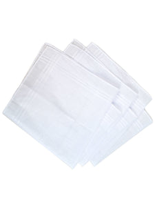 Men's White Cotton and Polyester Handkerchiefs Prefolded Pocket Squares TheDapperTie 3 Pieces - White Regular 