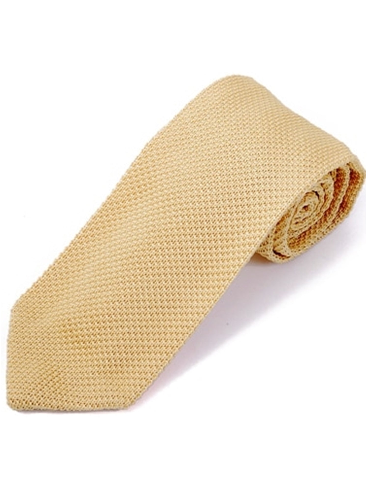 Men's Solid 3.0" Poly Knit Neck Tie Neck Tie TheDapperTie Yellow Regular 