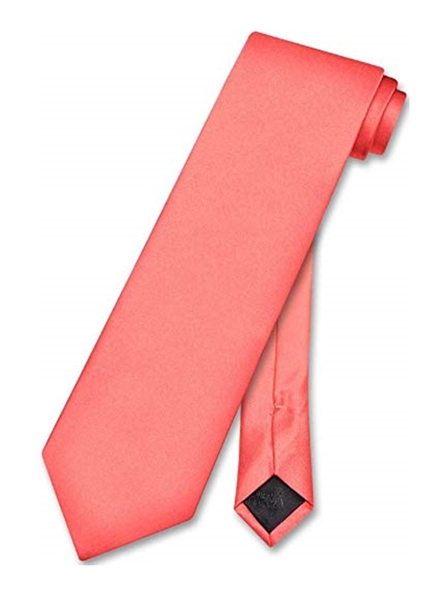 Men's Classic Solid Color Wedding Neck Tie Neck Tie TheDapperTie Coral Regular 