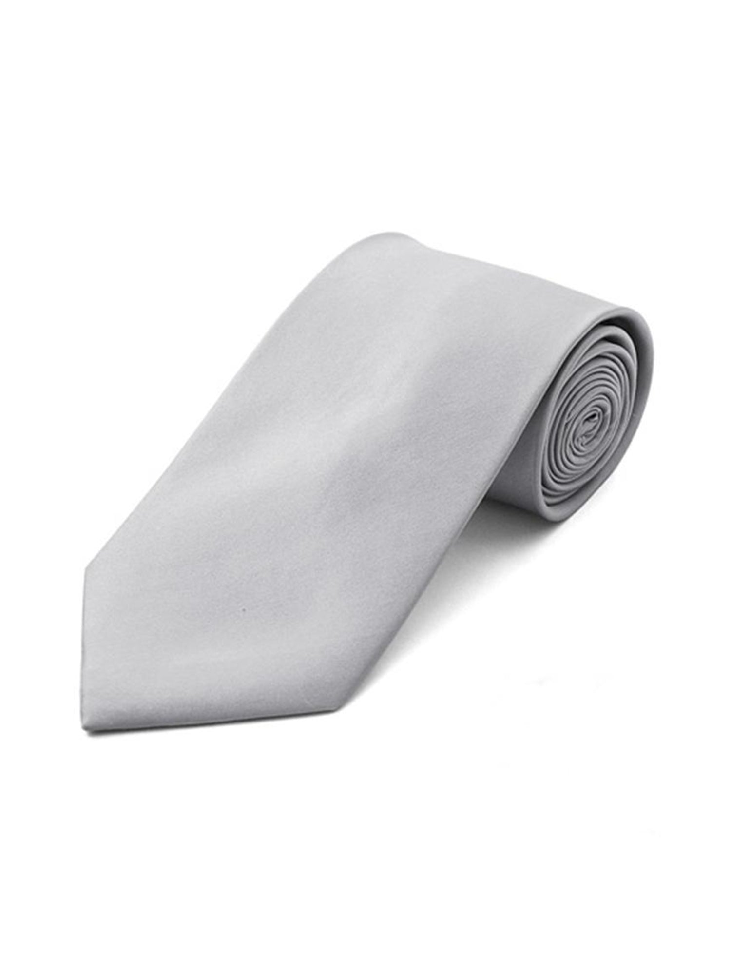 Men's Classic Solid Color Wedding Neck Tie Neck Tie TheDapperTie Silver Regular 