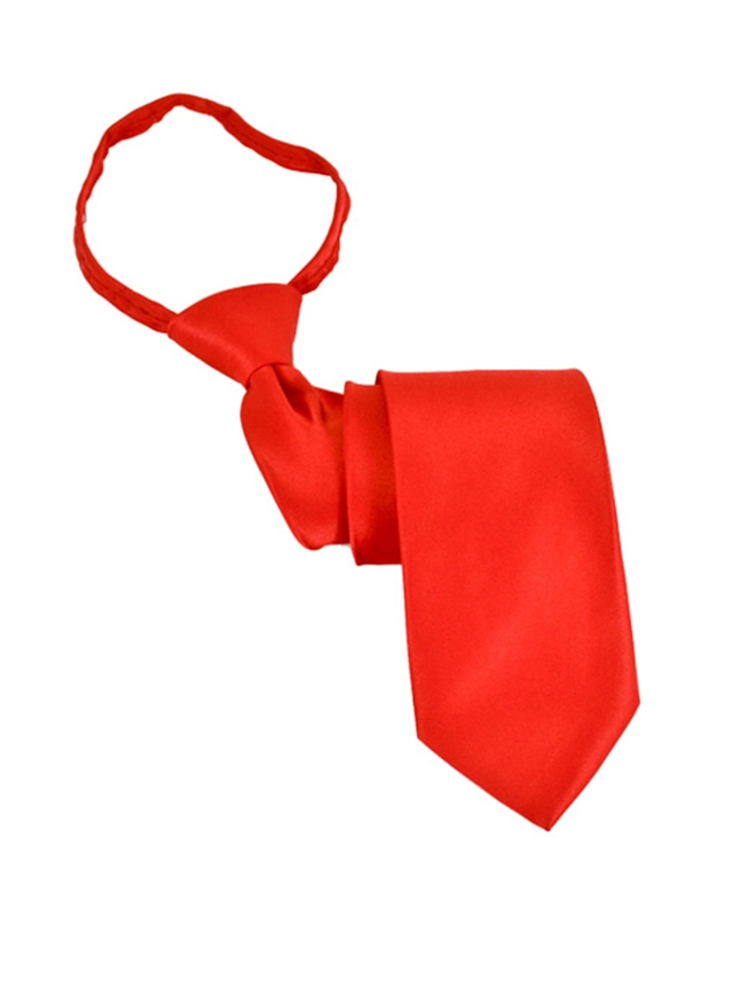 Men's Solid Color Pre-tied X-Long Zipper Neck Tie Dapper Neckwear TheDapperTie Red One Size 