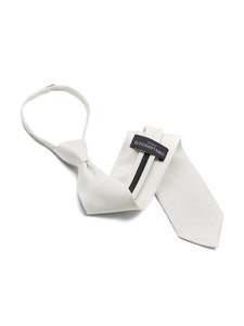 Men's Solid Color Pre-tied X-Long Zipper Neck Tie Dapper Neckwear TheDapperTie White One Size 