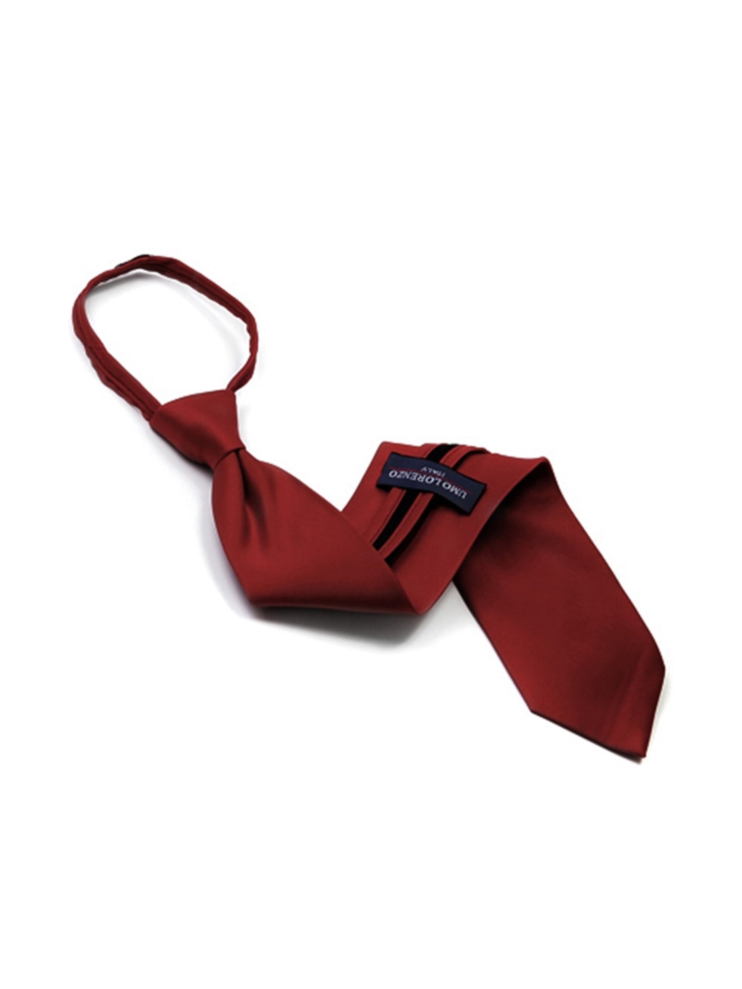 Men's Solid Color Pre-tied Zipper Neck Tie Dapper Neckwear TheDapperTie Burgundy One Size 