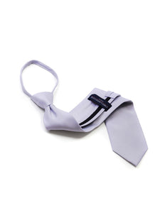 Men's Solid Color Pre-tied Zipper Neck Tie Dapper Neckwear TheDapperTie Gray One Size 