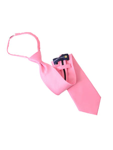 Men's Solid Color Pre-tied Zipper Neck Tie Dapper Neckwear TheDapperTie Hot Pink One Size 