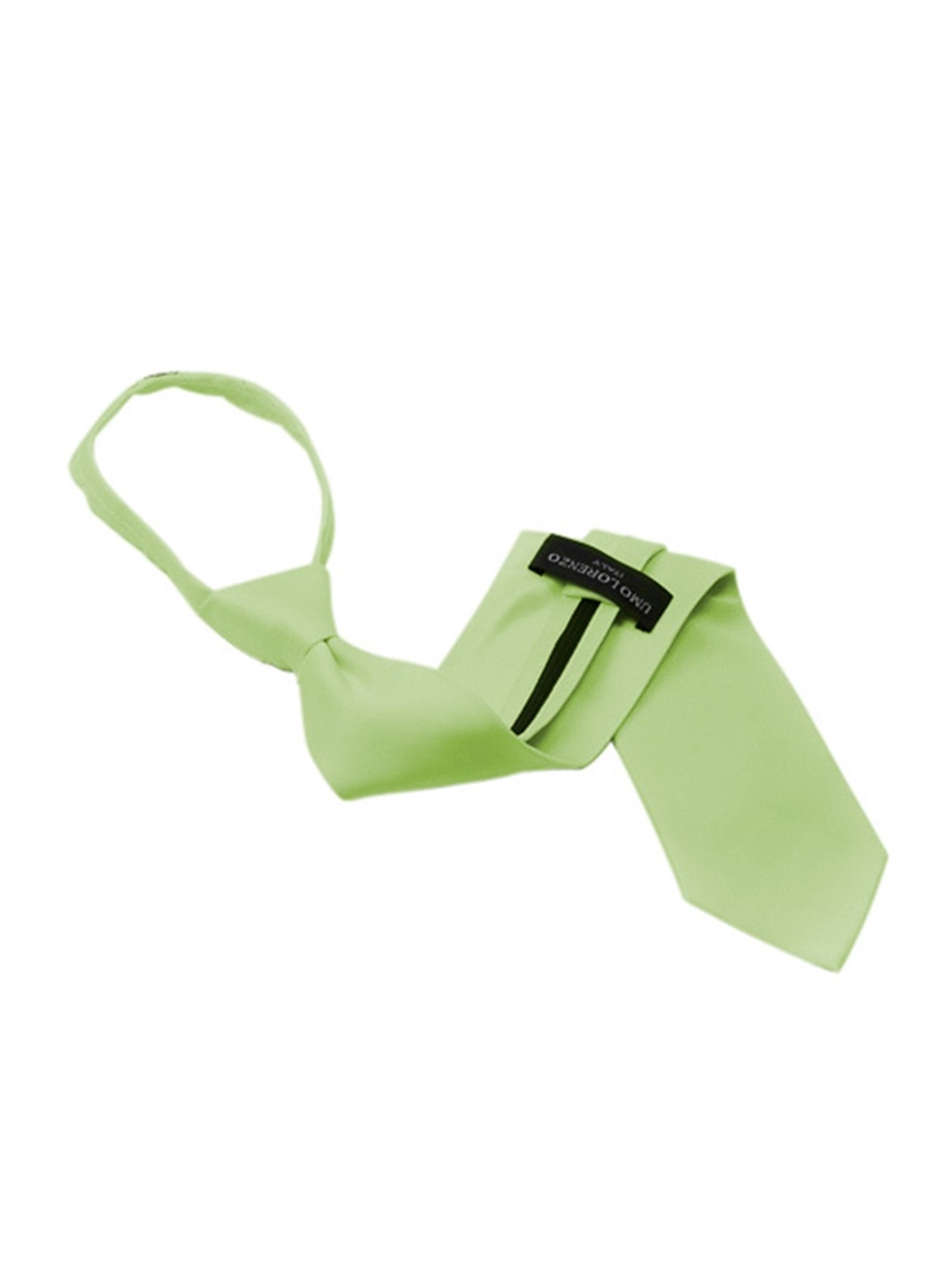 Men's Solid Color Pre-tied Zipper Neck Tie Dapper Neckwear TheDapperTie Lime One Size 