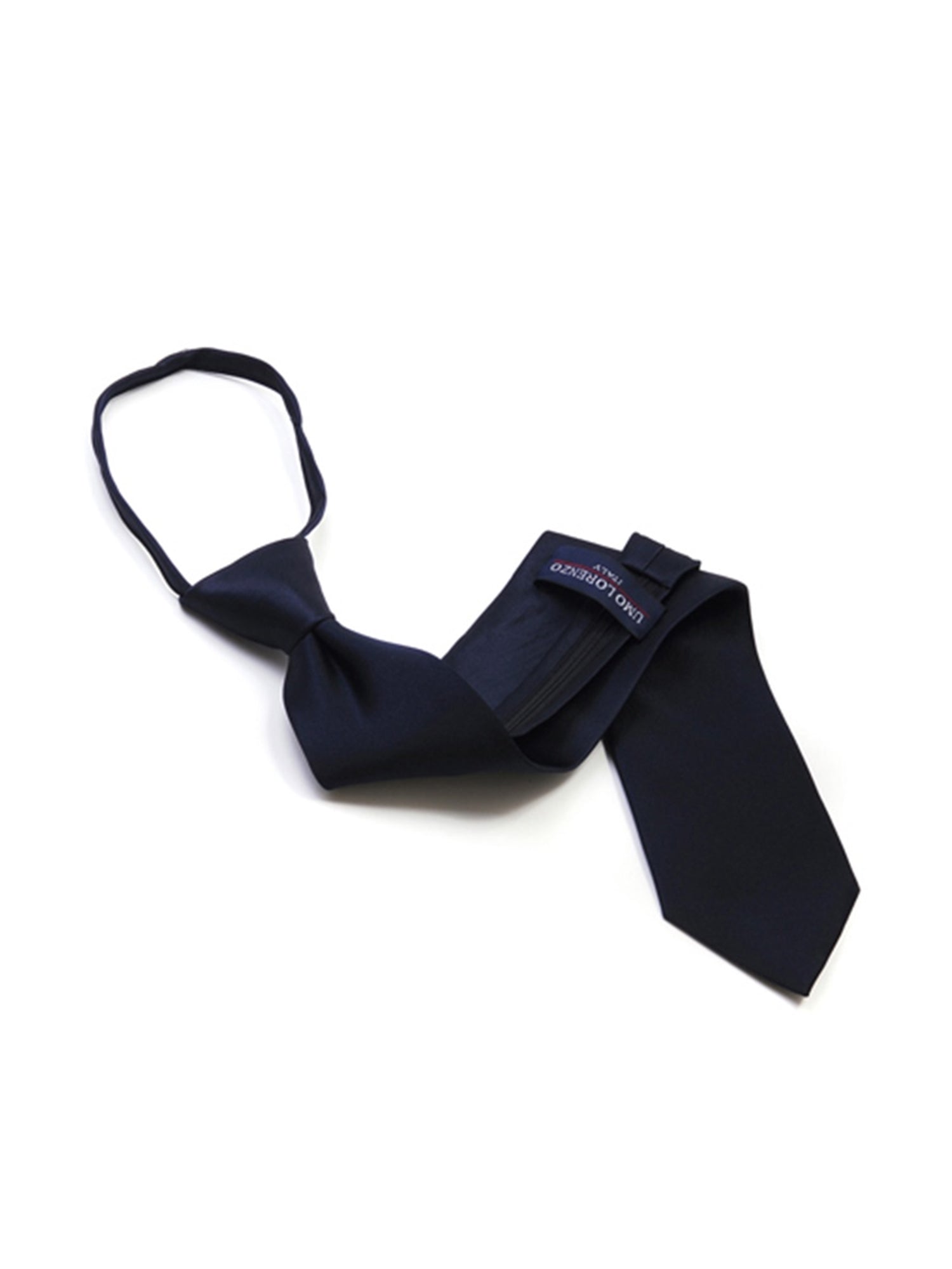 Men's Solid Color Pre-tied Zipper Neck Tie Dapper Neckwear TheDapperTie Navy One Size 