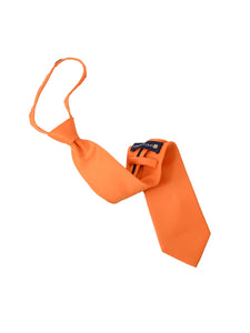 Men's Solid Color Pre-tied Zipper Neck Tie Dapper Neckwear TheDapperTie Orange One Size 