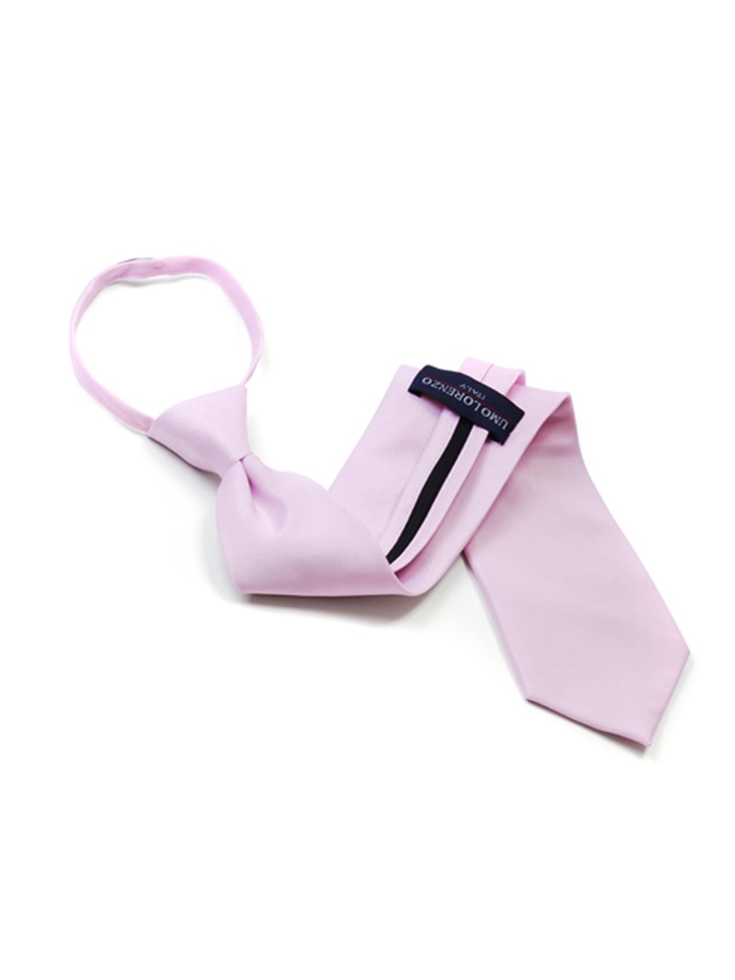 Men's Solid Color Pre-tied Zipper Neck Tie Dapper Neckwear TheDapperTie Pink One Size 