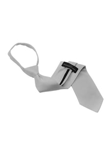 Men's Solid Color Pre-tied Zipper Neck Tie Dapper Neckwear TheDapperTie Silver One Size 