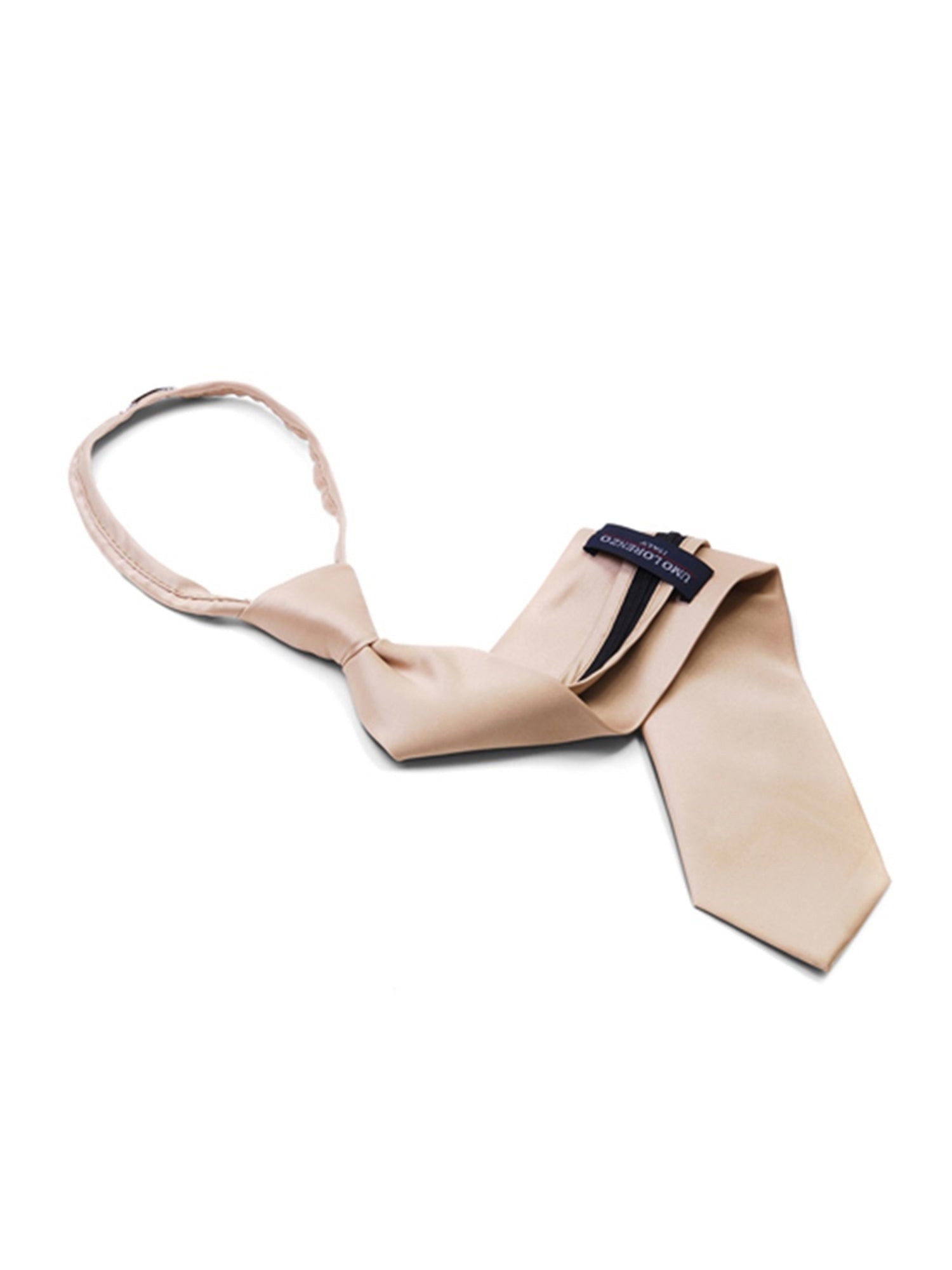 Men's Solid Color Pre-tied Zipper Neck Tie Dapper Neckwear TheDapperTie Tan One Size 