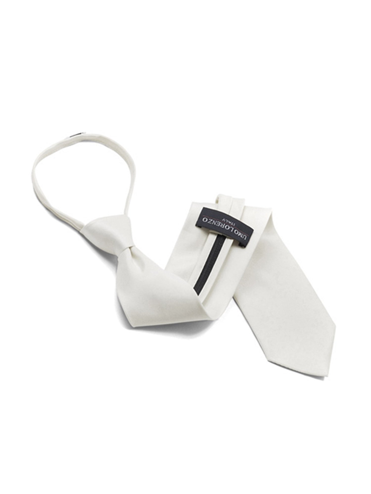 Men's Solid Color Pre-tied Zipper Neck Tie Dapper Neckwear TheDapperTie White One Size 