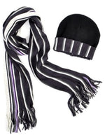Load image into Gallery viewer, New Unisex Acrylic Winter Set Scarf And Hat Scarf TheDapperTie Black And Ivory One Size 
