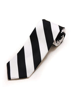 Load image into Gallery viewer, Men&#39;s College Striped Colored Silk Long Or X-Long Neck Tie Neck Tie TheDapperTie White &amp; Black 57&quot; long &amp; 3.25&quot; wide 
