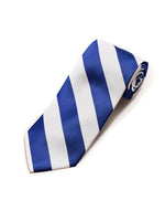 Load image into Gallery viewer, Men&#39;s College Striped Colored Silk Long Or X-Long Neck Tie Neck Tie TheDapperTie Blue &amp; White 57&quot; long &amp; 3.25&quot; wide 
