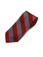 Load image into Gallery viewer, Men&#39;s College Striped Colored Silk Long Or X-Long Neck Tie Neck Tie TheDapperTie Burgundy &amp; Charcoal 57&quot; long &amp; 3.25&quot; wide 
