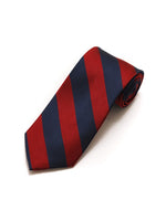 Load image into Gallery viewer, Men&#39;s College Striped Colored Silk Long Or X-Long Neck Tie Neck Tie TheDapperTie Burgundy &amp; Navy 57&quot; long &amp; 3.25&quot; wide 
