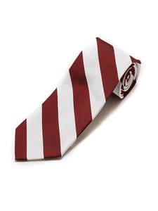 Men's College Striped Colored Silk Long Or X-Long Neck Tie Neck Tie TheDapperTie Burgundy & White 57" long & 3.25" wide 