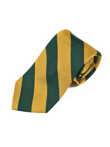 Men's College Striped Colored Silk Long Or X-Long Neck Tie Neck Tie TheDapperTie Green & Gold 57" long & 3.25" wide 