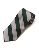 Load image into Gallery viewer, Men&#39;s College Striped Colored Silk Long Or X-Long Neck Tie Neck Tie TheDapperTie Green &amp; Gray 57&quot; long &amp; 3.25&quot; wide 

