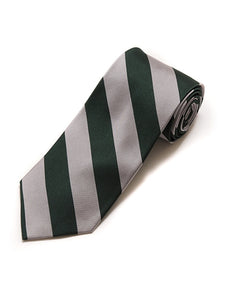 Men's College Striped Colored Silk Long Or X-Long Neck Tie Neck Tie TheDapperTie Green & Gray 57" long & 3.25" wide 