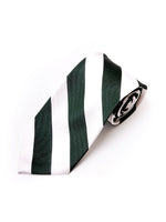 Load image into Gallery viewer, Men&#39;s College Striped Colored Silk Long Or X-Long Neck Tie Neck Tie TheDapperTie Green &amp; White 57&quot; long &amp; 3.25&quot; wide 
