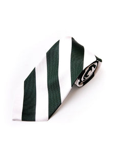 Men's College Striped Colored Silk Long Or X-Long Neck Tie Neck Tie TheDapperTie Green & White 57" long & 3.25" wide 