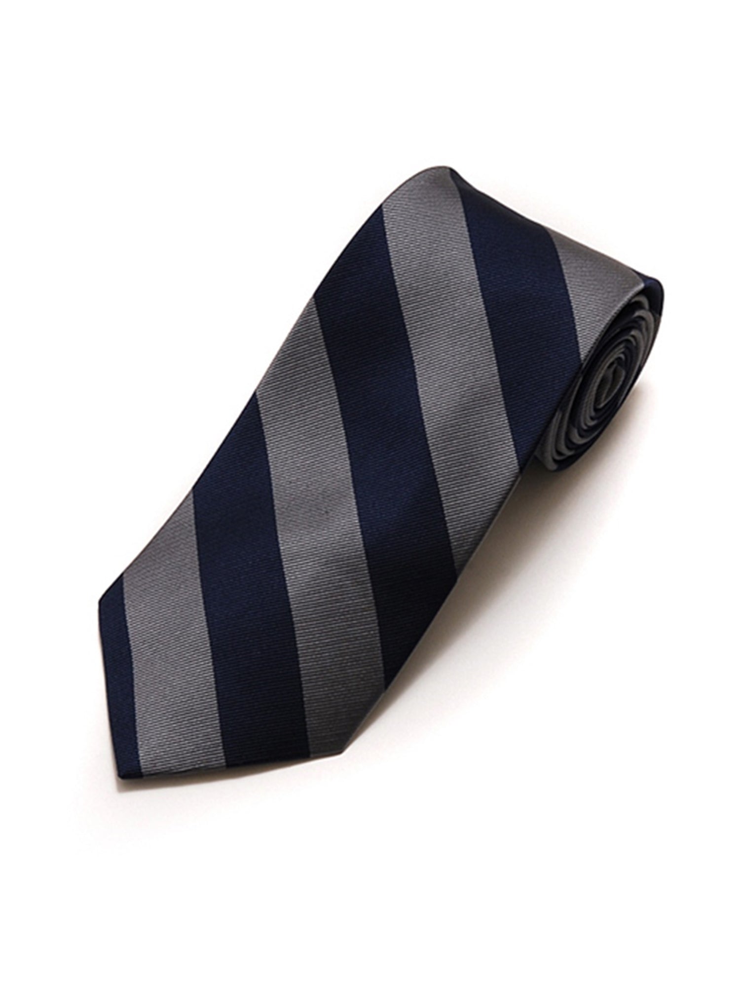 Men's College Striped Colored Silk Long Or X-Long Neck Tie Neck Tie TheDapperTie Navy & Charcoal 57" long & 3.25" wide 