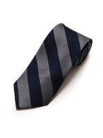 Load image into Gallery viewer, Men&#39;s College Striped Colored Silk Long Or X-Long Neck Tie Neck Tie TheDapperTie Navy &amp; Charcoal 57&quot; long &amp; 3.25&quot; wide 
