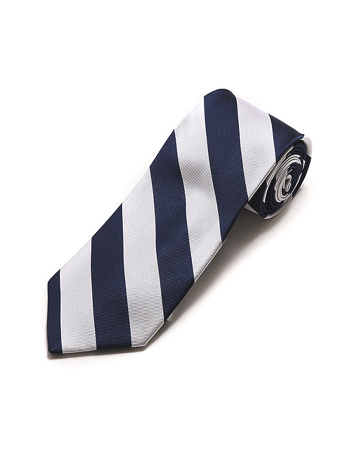 Men's College Striped Colored Silk Long Or X-Long Neck Tie Neck Tie TheDapperTie Navy & White 57" long & 3.25" wide 