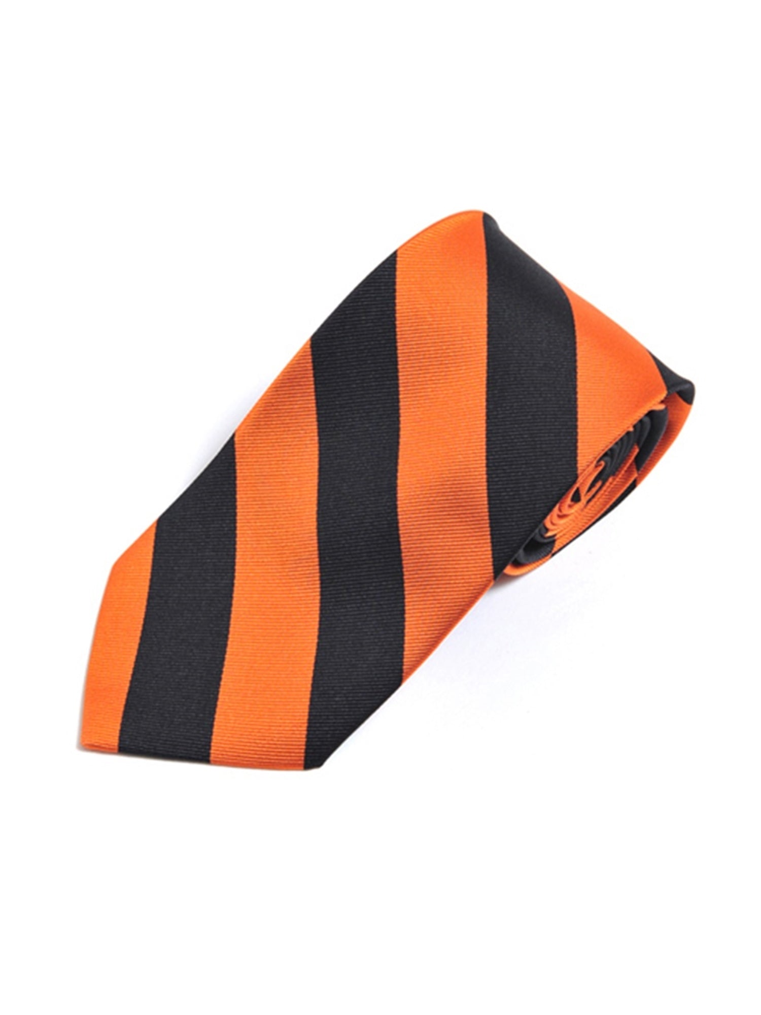 Men's College Striped Colored Silk Long Or X-Long Neck Tie Neck Tie TheDapperTie Orange & Black 57" long & 3.25" wide 
