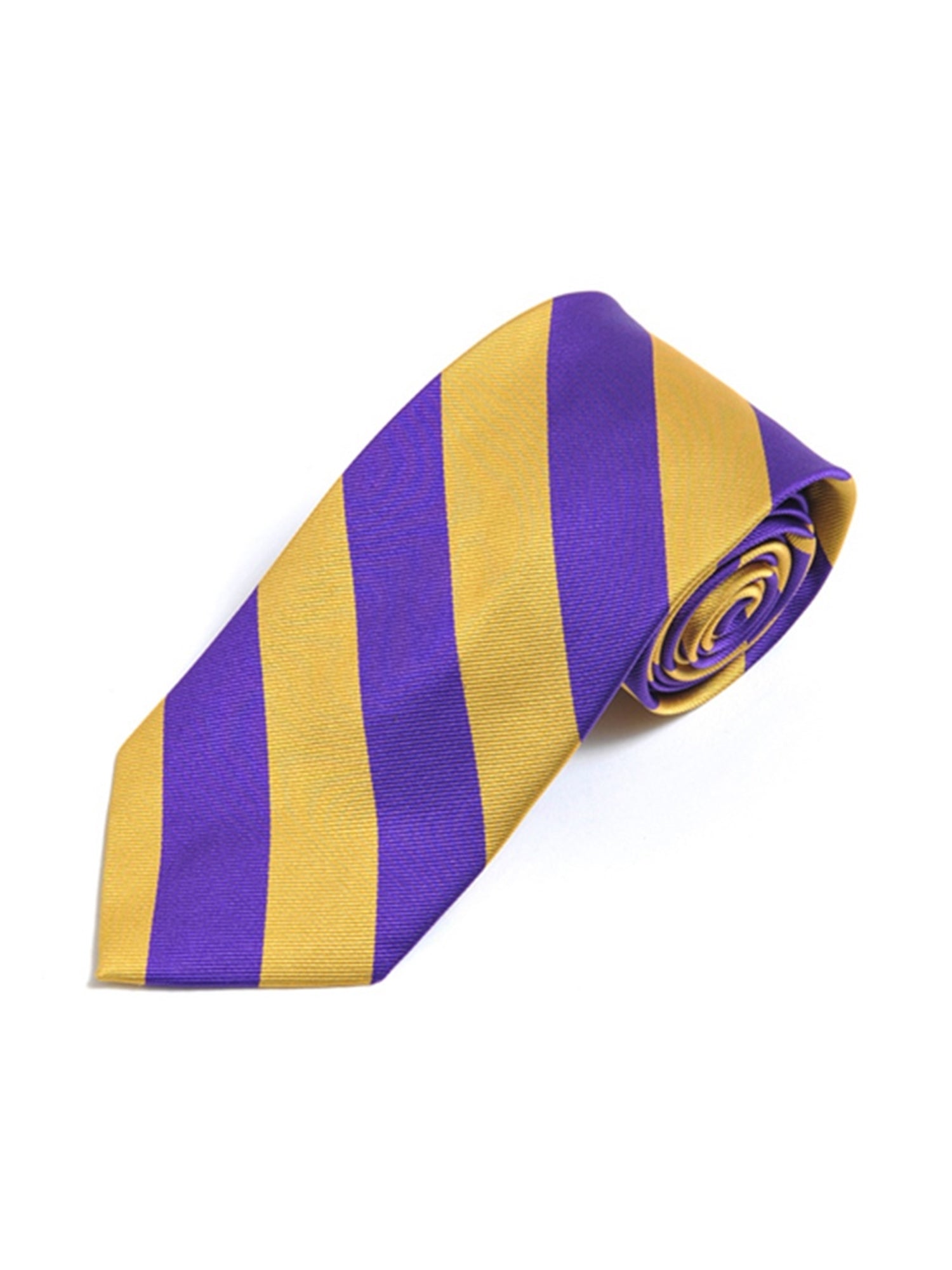 Men's College Striped Colored Silk Long Or X-Long Neck Tie Neck Tie TheDapperTie Purple & Gold 57" long & 3.25" wide 