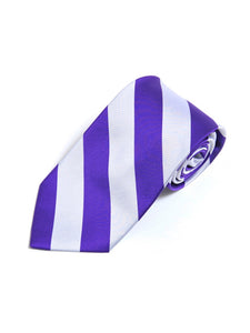 Men's College Striped Colored Silk Long Or X-Long Neck Tie Neck Tie TheDapperTie Purple & Silver 57" long & 3.25" wide 