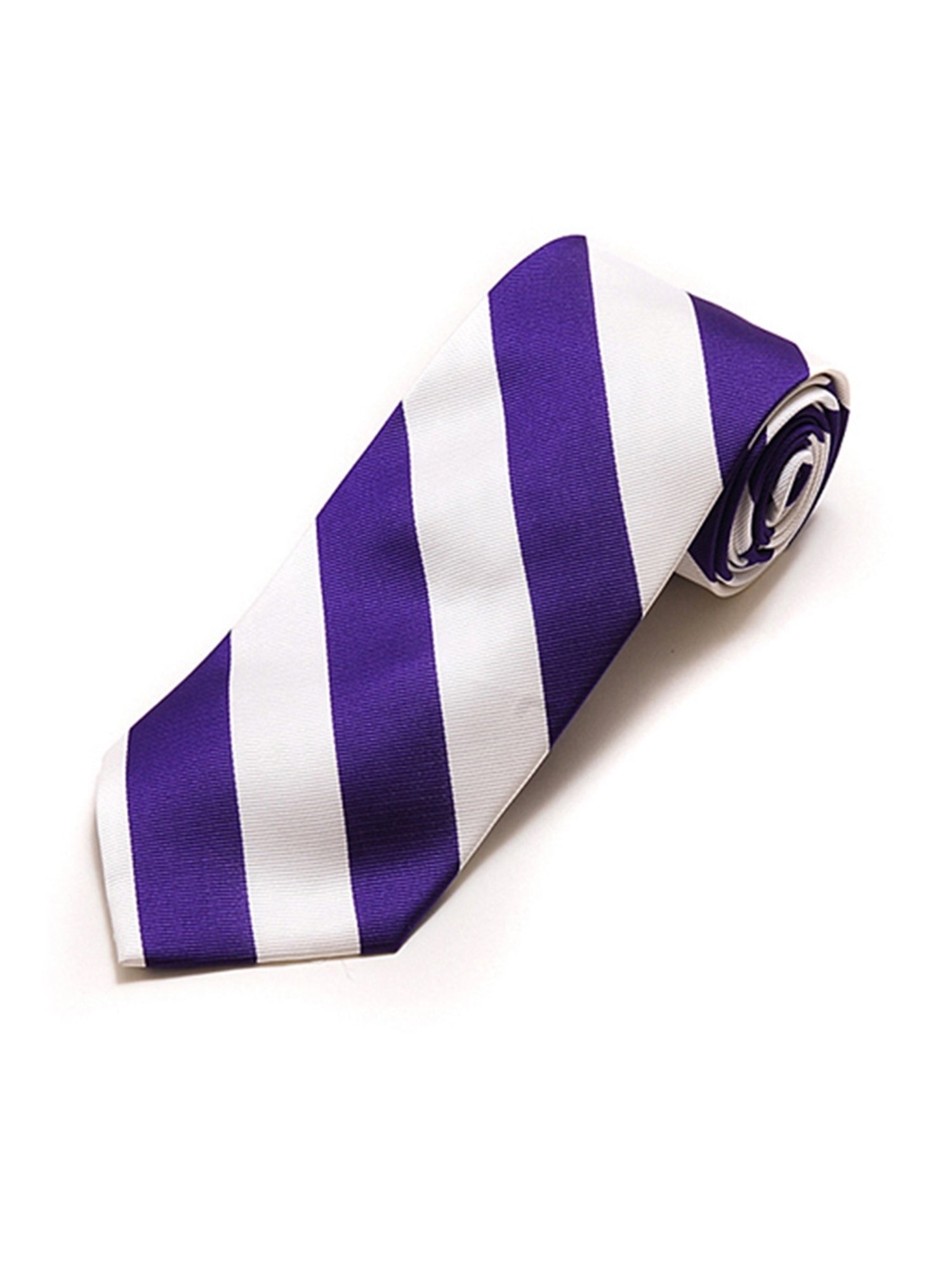 Men's College Striped Colored Silk Long Or X-Long Neck Tie Neck Tie TheDapperTie Purple & White 63" long & 3.75" wide 