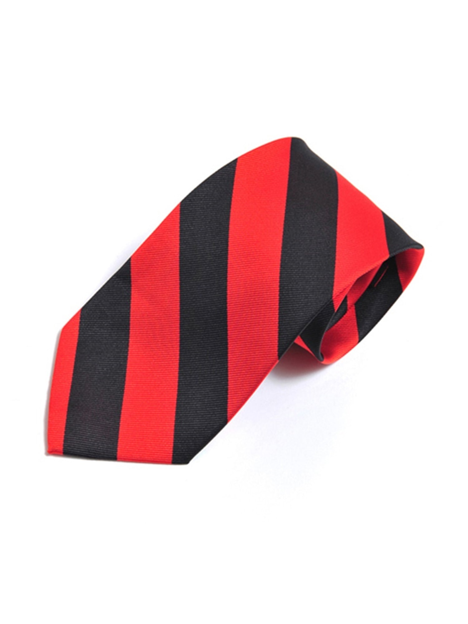 Men's College Striped Colored Silk Long Or X-Long Neck Tie Neck Tie TheDapperTie Red & Black 57" long & 3.25" wide 
