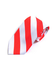 Men's College Striped Colored Silk Long Or X-Long Neck Tie Neck Tie TheDapperTie Red & White 57" long & 3.25" wide 