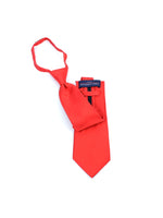 Load image into Gallery viewer, Men&#39;s Silk Solid Color X-Long Pre-tied Zipper Neck Tie Dapper Neckwear TheDapperTie Red One Size 
