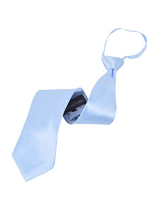 Men's Silk Solid Color Pre-tied Zipper Neck Tie Dapper Neckwear TheDapperTie Baby Blue One Size 