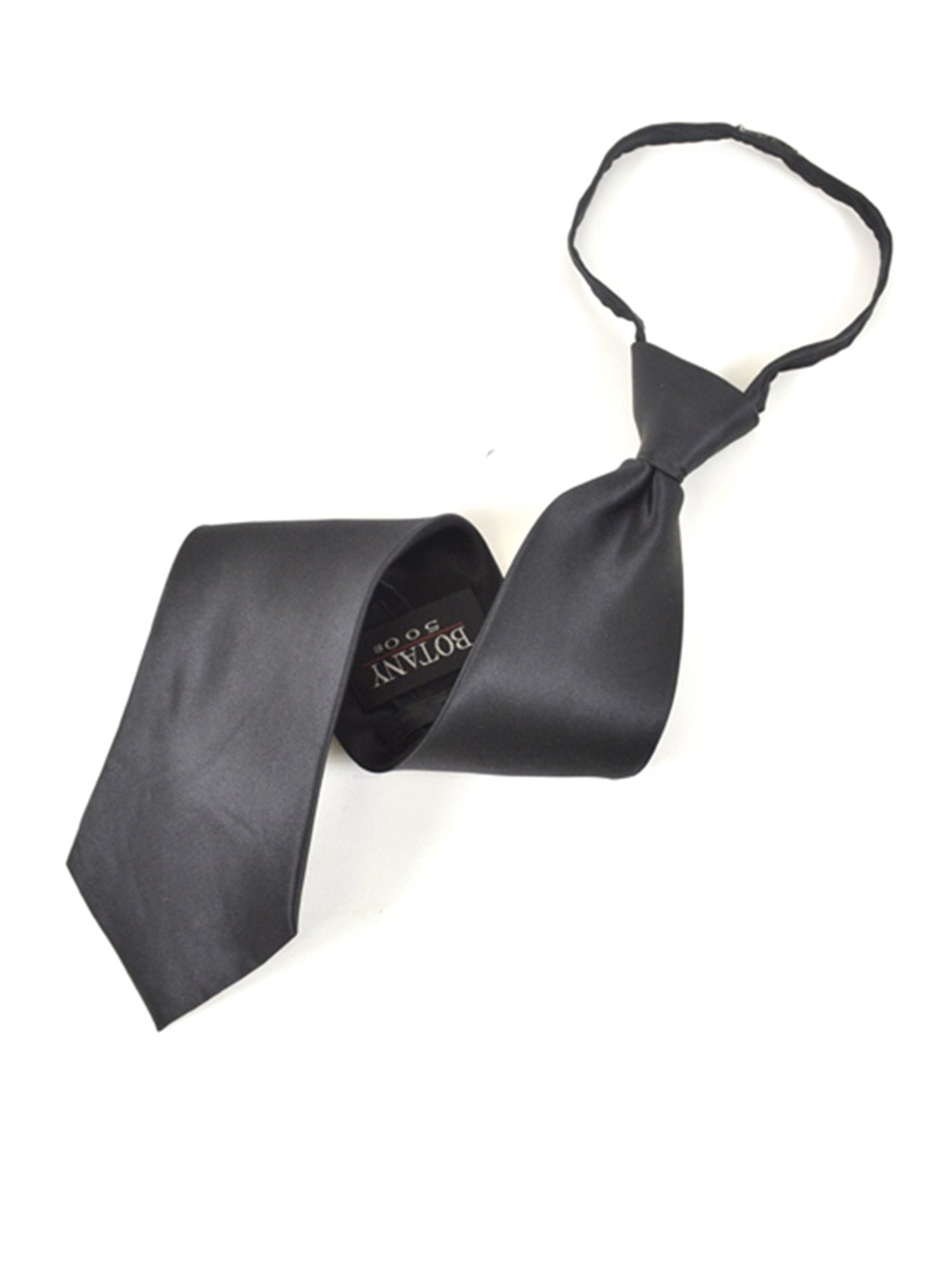 Men's Silk Solid Color X-Long Pre-tied Zipper Neck Tie Dapper Neckwear TheDapperTie Black One Size 