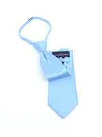 Load image into Gallery viewer, Men&#39;s Silk Solid Color Pre-tied Zipper Neck Tie Dapper Neckwear TheDapperTie Sky Blue One Size 
