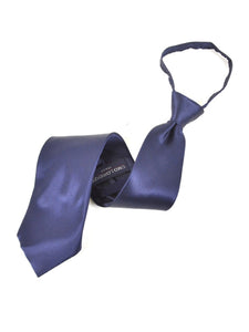 Men's Silk Solid Color Pre-tied Zipper Neck Tie Dapper Neckwear TheDapperTie Navy One Size 