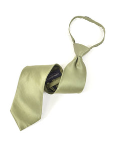 Men's Silk Solid Color Pre-tied Zipper Neck Tie Dapper Neckwear TheDapperTie Olive One Size 