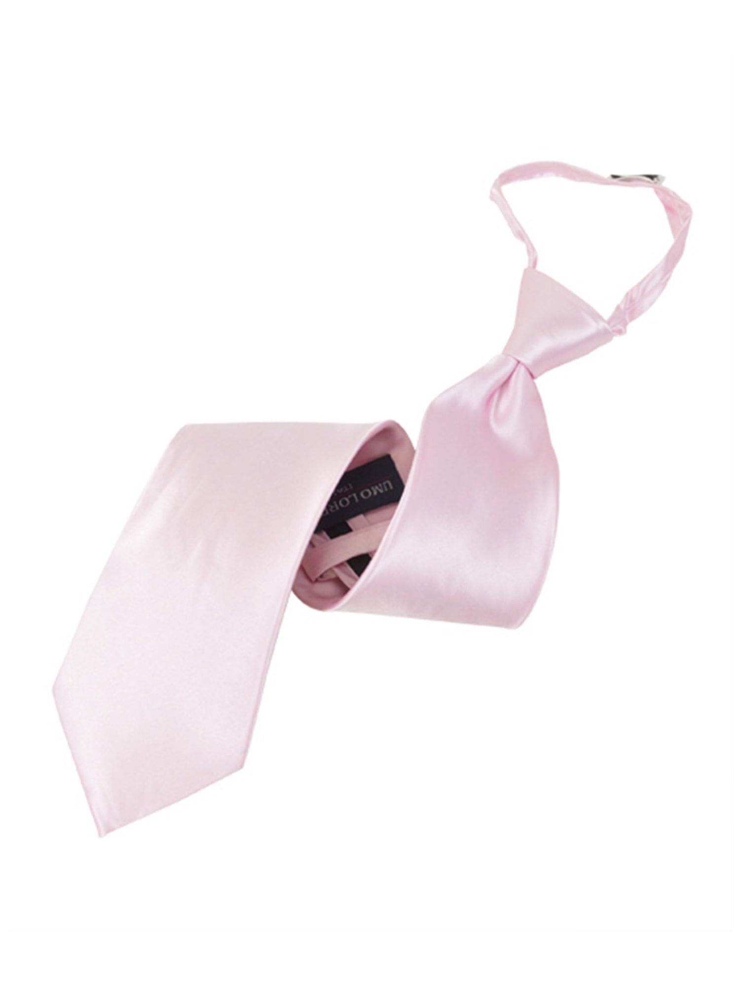 Men's Silk Solid Color Pre-tied Zipper Neck Tie Dapper Neckwear TheDapperTie Pink One Size 