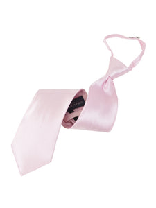 Men's Silk Solid Color Pre-tied Zipper Neck Tie Dapper Neckwear TheDapperTie Pink One Size 