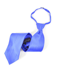 Men's Silk Solid Color Pre-tied Zipper Neck Tie Dapper Neckwear TheDapperTie Royal Blue One Size 