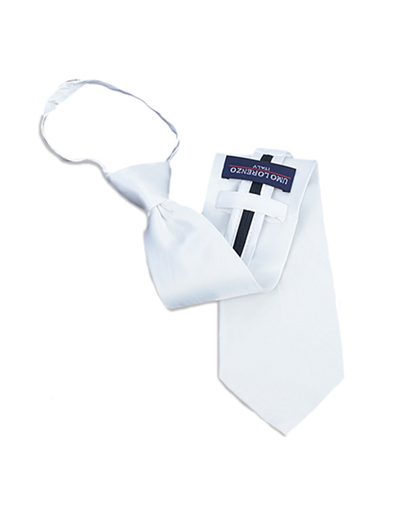 Men's Silk Solid Color Pre-tied Zipper Neck Tie Dapper Neckwear TheDapperTie White One Size 