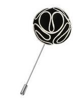 Load image into Gallery viewer, Men&#39;s Rose Flower Lapel Pin Boutonniere For Suit Lapel Pin TheDapperTie Black Regular 
