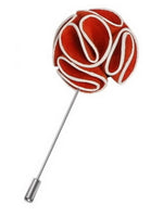 Load image into Gallery viewer, Men&#39;s Rose Flower Lapel Pin Boutonniere For Suit Lapel Pin TheDapperTie Orange Regular 
