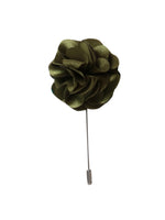 Load image into Gallery viewer, Men&#39;s Flower Lapel Pin Boutonniere For Suit Lapel Pin TheDapperTie Olive Regular 
